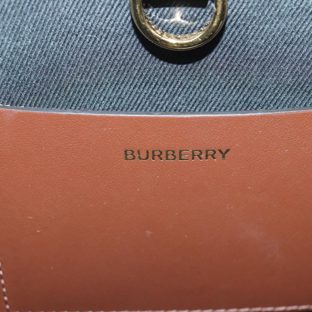 BURBERRY Nova Check Hand Bag Leather 2way Brown Gold Auth 91589A