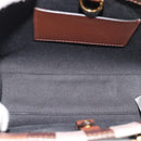 BURBERRY Nova Check Hand Bag Leather 2way Brown Gold Auth 91589A-10