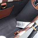 BURBERRY Nova Check Hand Bag Leather 2way Brown Gold Auth 91589A-19