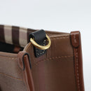 BURBERRY Nova Check Hand Bag Leather 2way Brown Gold Auth 91589A-11