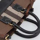 BURBERRY Nova Check Hand Bag Leather 2way Brown Gold Auth 91589A-6