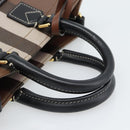 BURBERRY Nova Check Hand Bag Leather 2way Brown Gold Auth 91589A-7