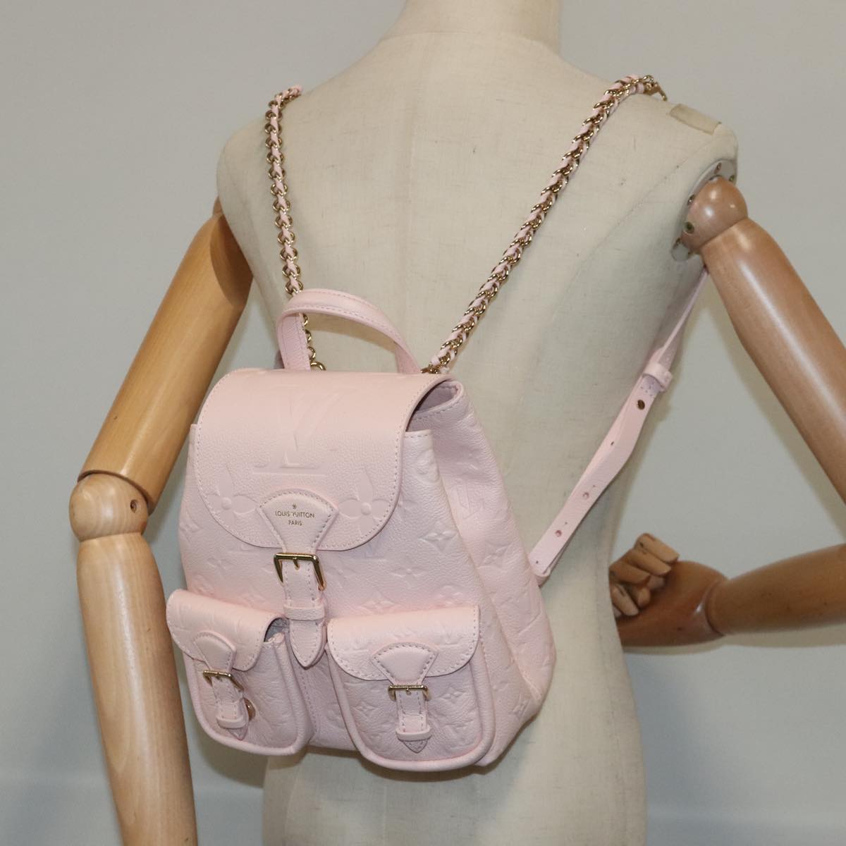 LOUIS VUITTON Monogram Empreinte Backup Backpack Pink M47074 LV Auth 9