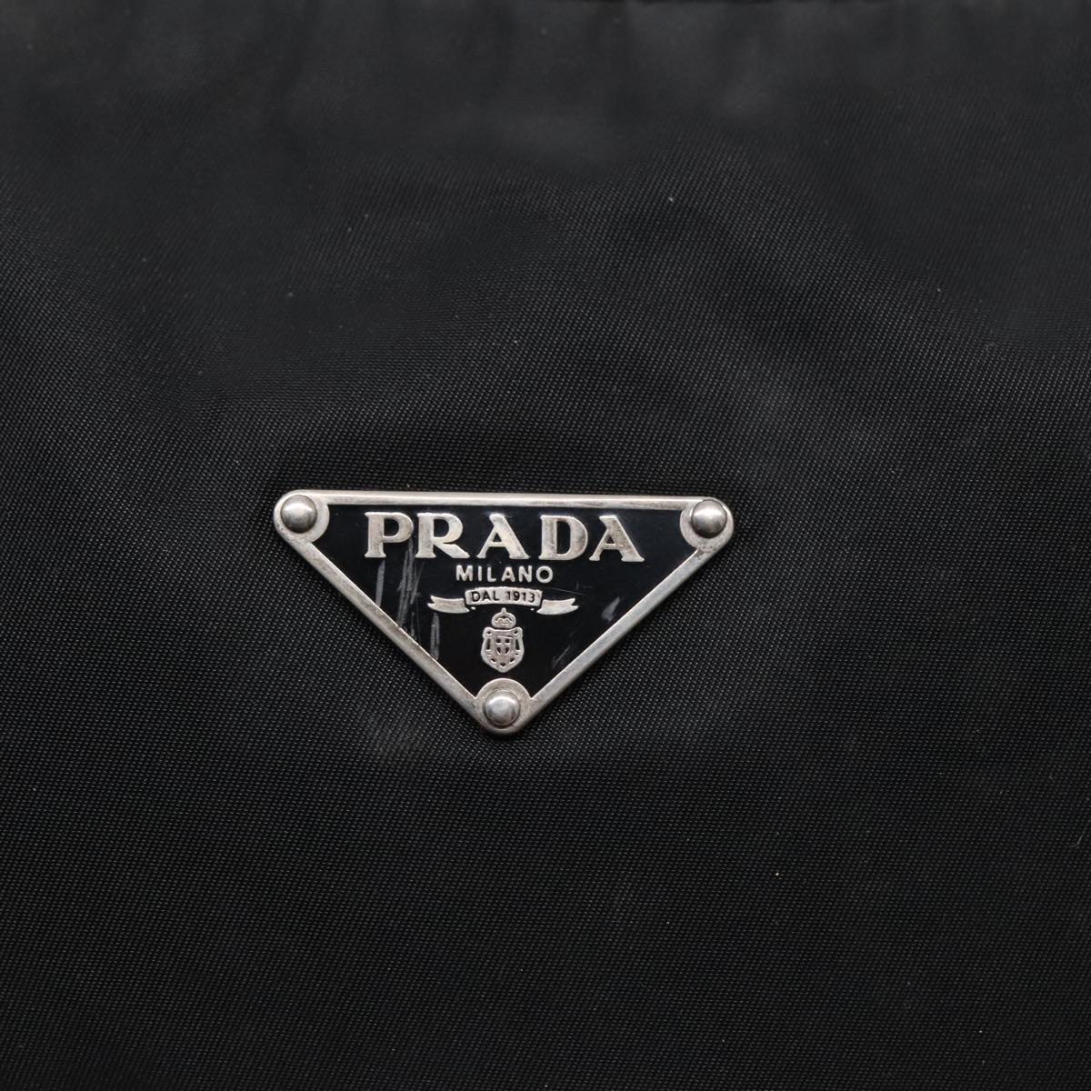 PRADA Shoulder Bag Nylon Black Silver Auth 91602