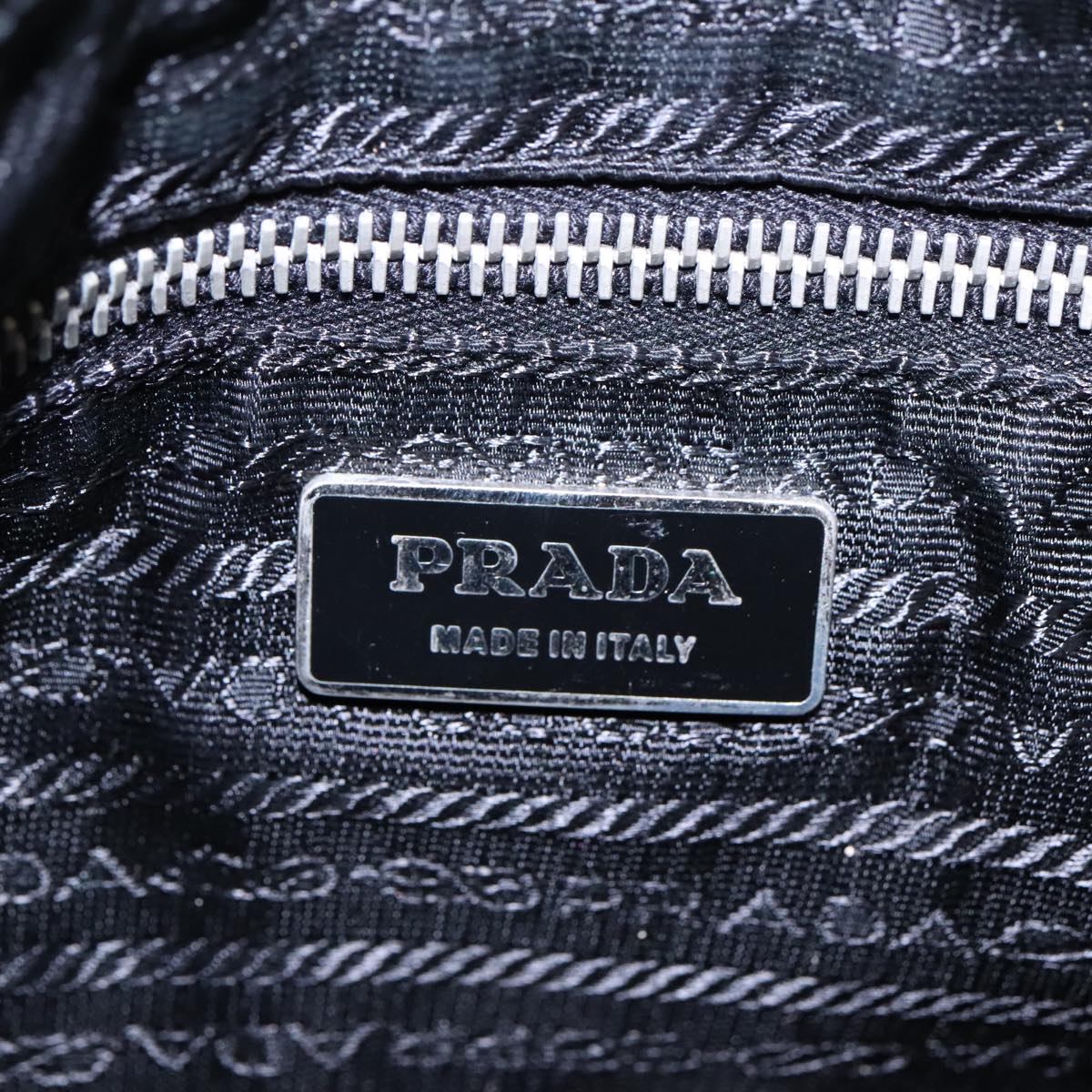 PRADA Shoulder Bag Nylon Black Silver Auth 91602