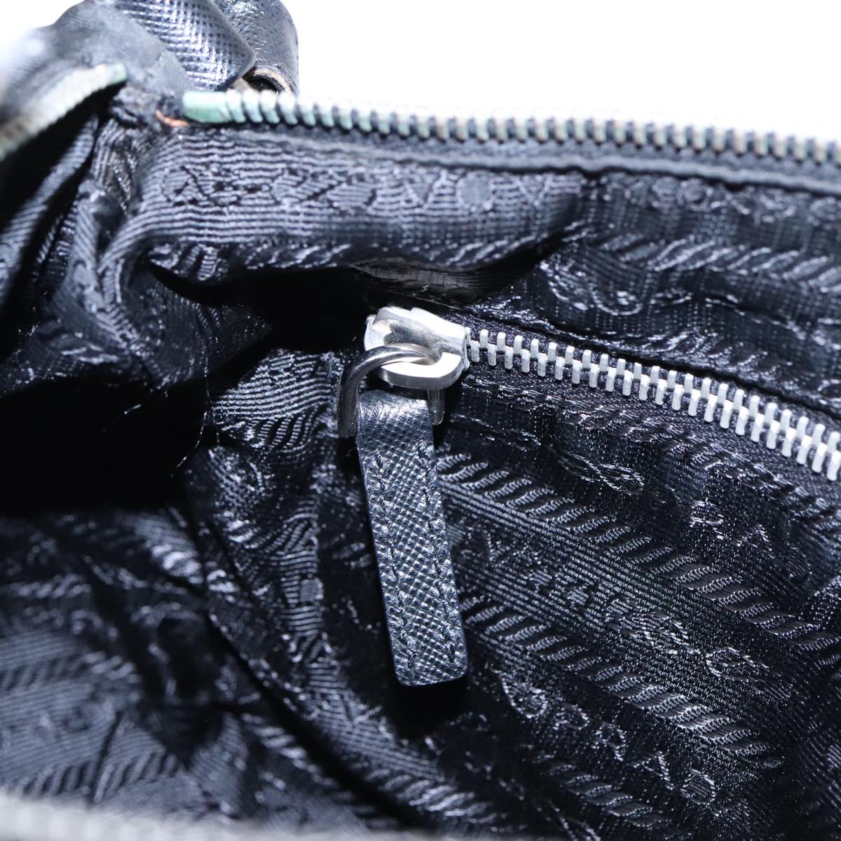 PRADA Shoulder Bag Nylon Black Silver Auth 91602