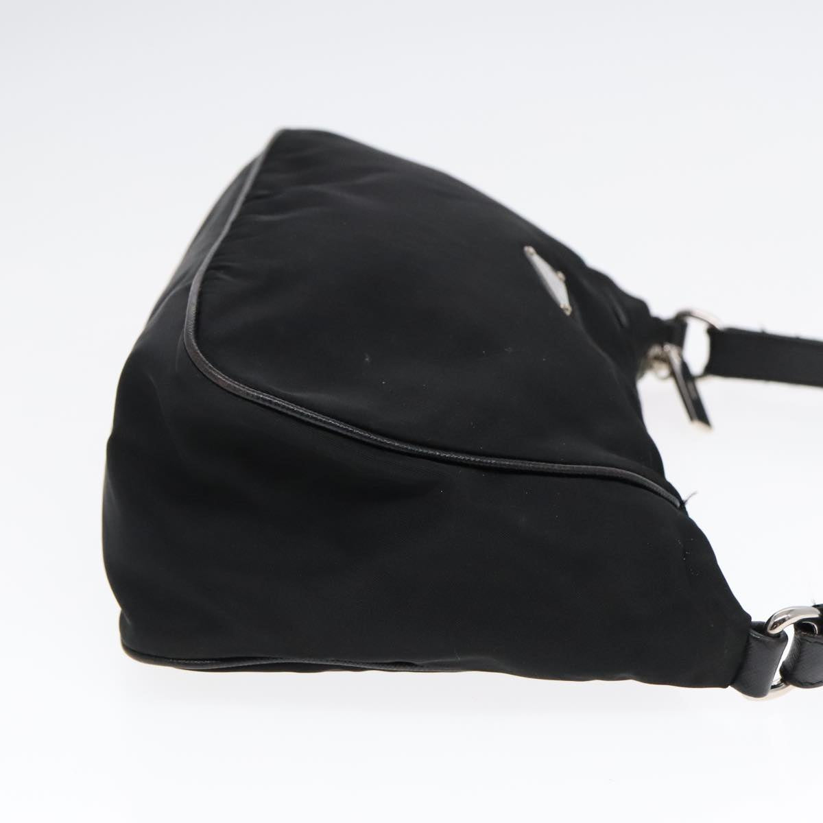 PRADA Shoulder Bag Nylon Black Silver Auth 91602