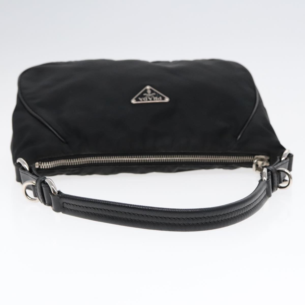 PRADA Shoulder Bag Nylon Black Silver Auth 91602