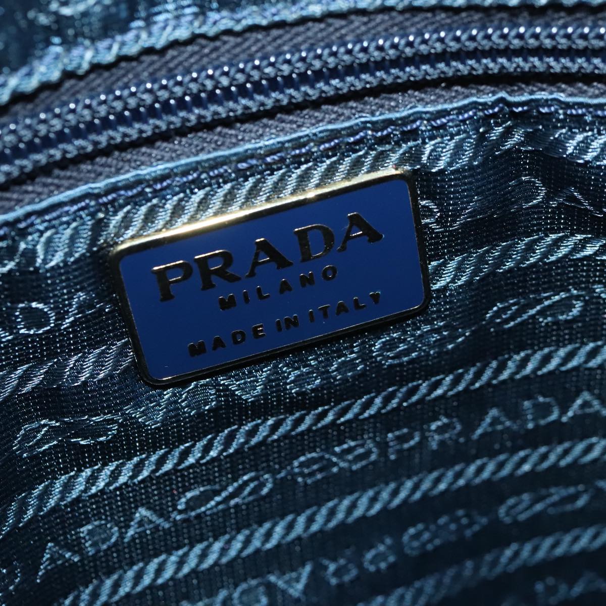 PRADA Chain Shoulder Bag Suede Navy Auth 91603