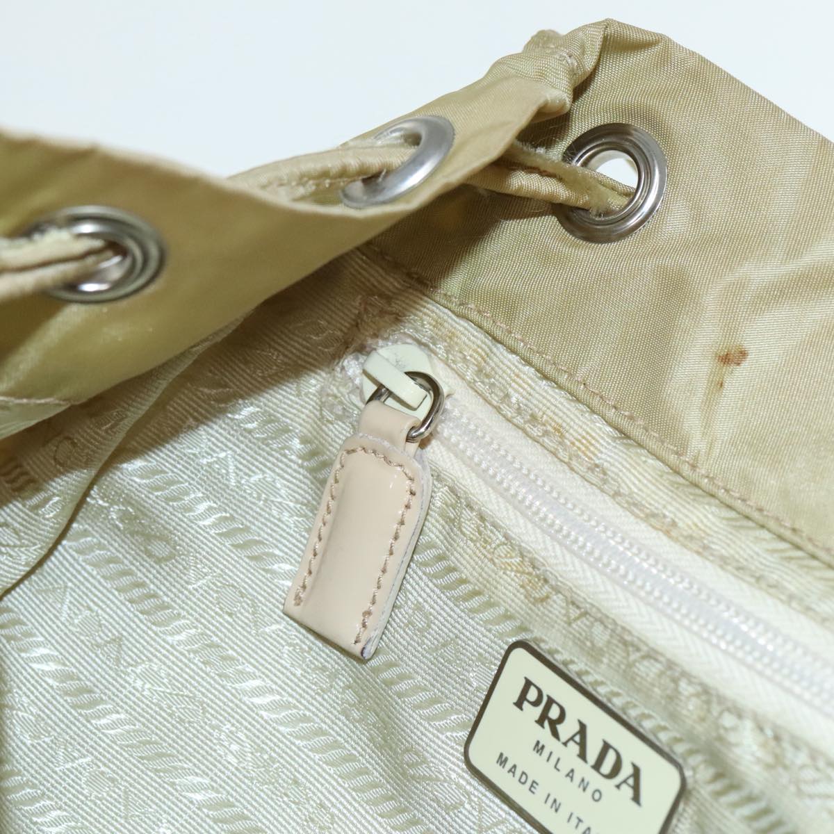 PRADA Backpack Nylon Beige Auth 91604