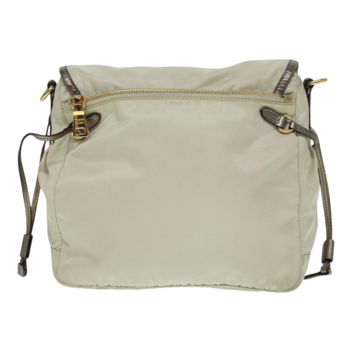 PRADA Shoulder Bag Nylon Beige Auth 91605