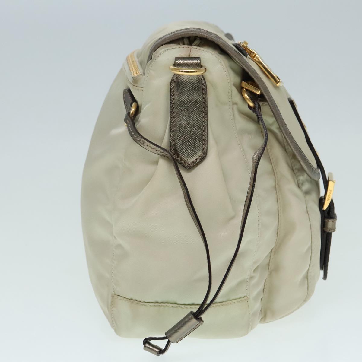 PRADA Shoulder Bag Nylon Beige Auth 91605