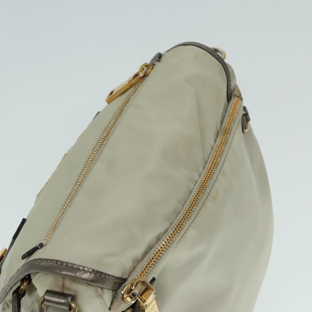 PRADA Shoulder Bag Nylon Beige Auth 91605