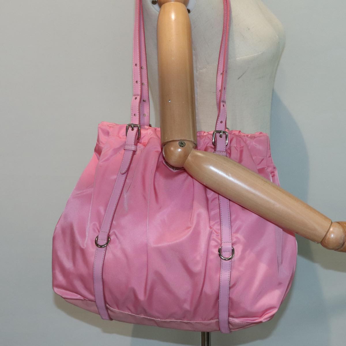 PRADA Tote Bag Nylon Pink Auth 91607