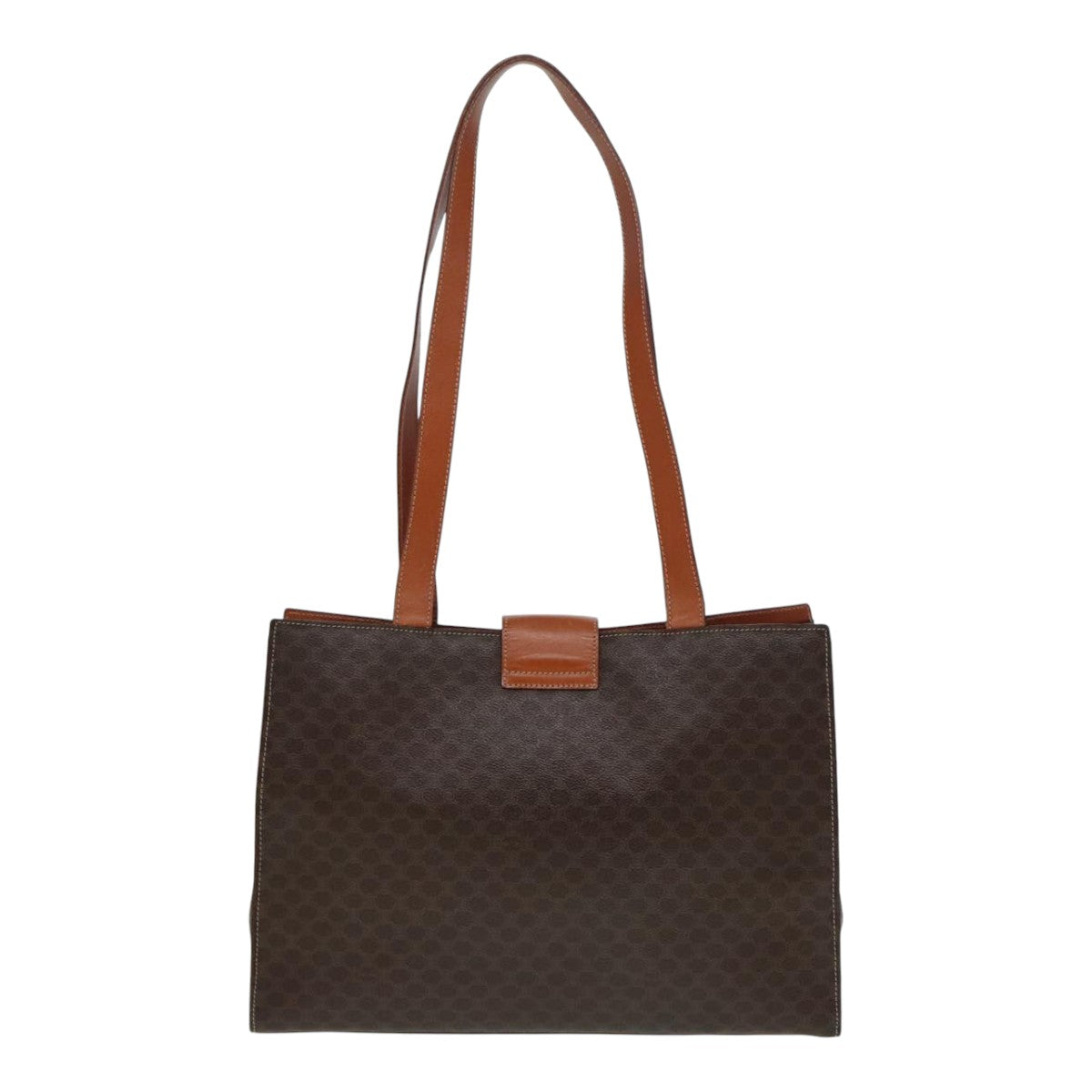 CELINE Macadam Canvas Tote Bag PVC Leather Brown Auth 91609 - 0