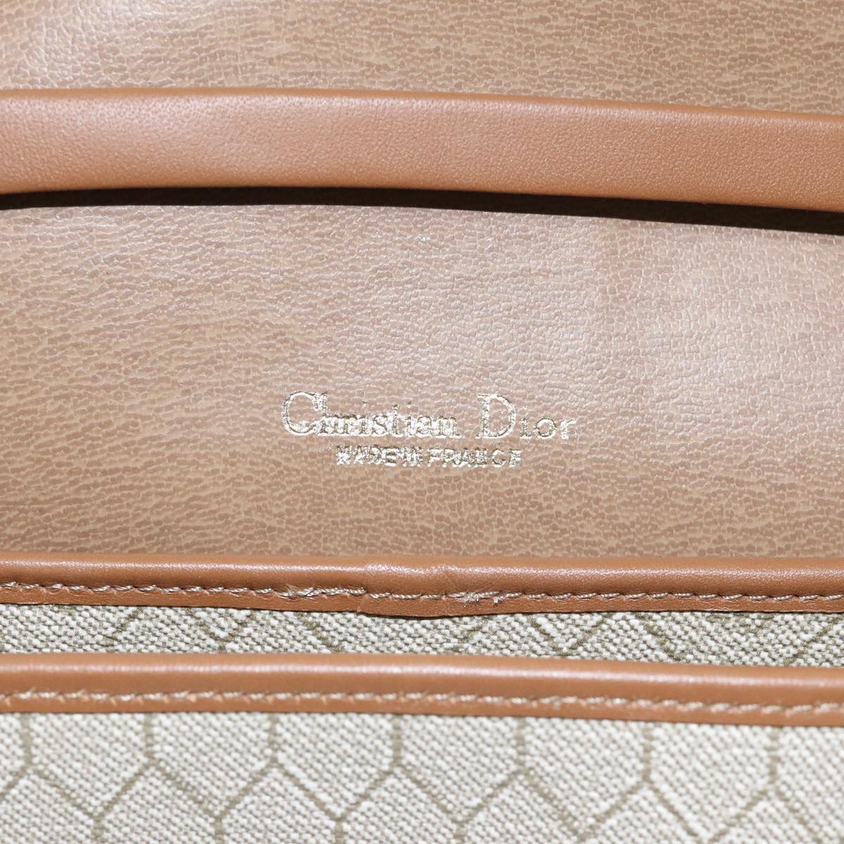 Christian Dior Honeycomb Canvas Shoulder Bag PVC Beige Brown Gold Auth 91614