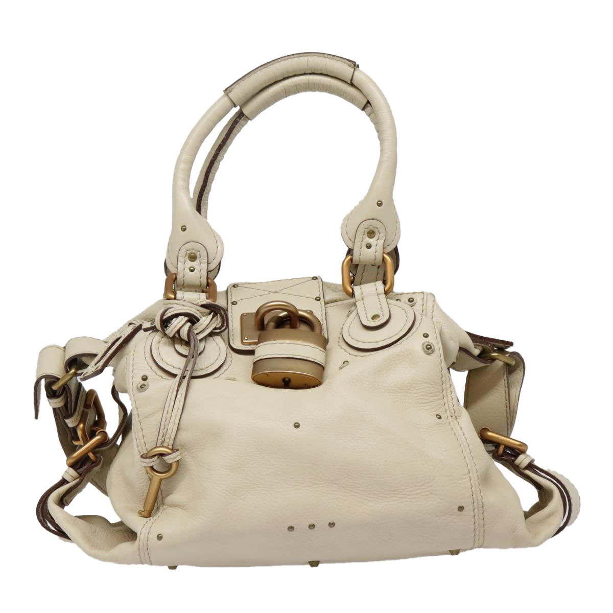 Chloe Paddington Hand Bag Leather 2way Beige Auth 91618 - 0