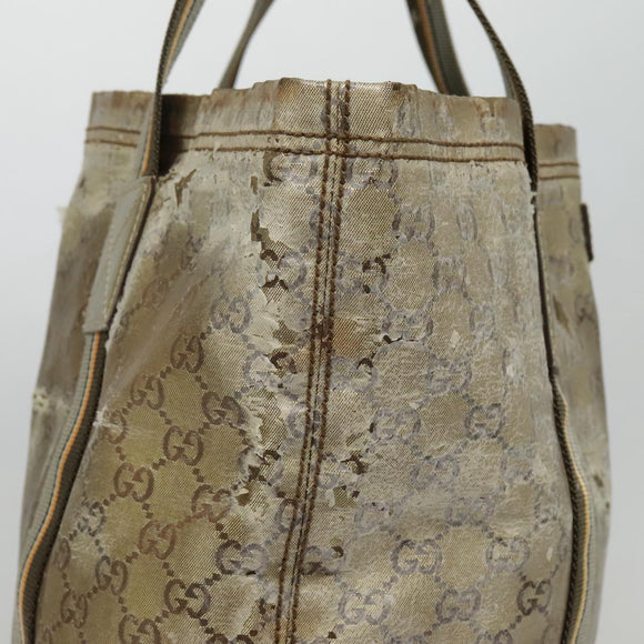 GUCCI GG Canvas Sherry Line Tote Bag Coated Canvas Gold Orange Auth 91624