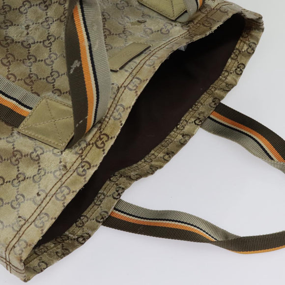 GUCCI GG Canvas Sherry Line Tote Bag Coated Canvas Gold Orange Auth 91624