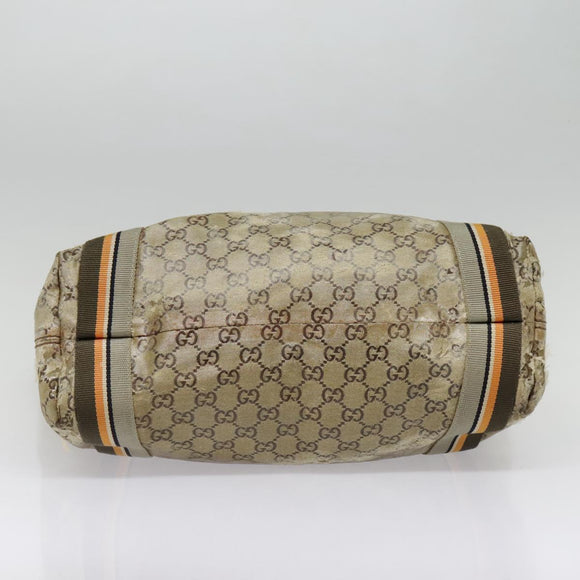 GUCCI GG Canvas Sherry Line Tote Bag Coated Canvas Gold Orange Auth 91624