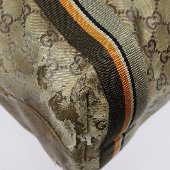 GUCCI GG Canvas Sherry Line Tragetasche Beschichtetes Canvas Gold Orange Auth 91624