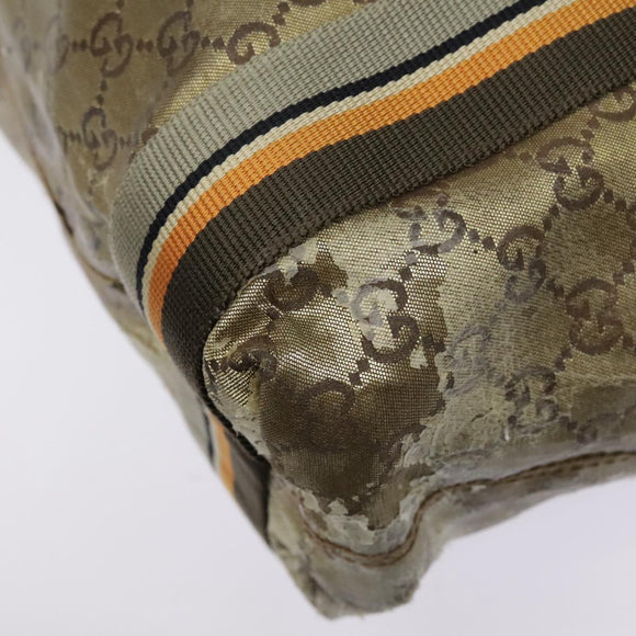 GUCCI GG Canvas Sherry Line Tragetasche Beschichtetes Canvas Gold Orange Auth 91624