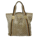GUCCI GG Canvas Sherry Line Tragetasche Beschichtetes Canvas Gold Orange Auth 91624-13