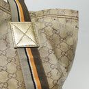 GUCCI GG Canvas Sherry Line Tote Bag Coated Canvas Gold Orange Auth 91624-14