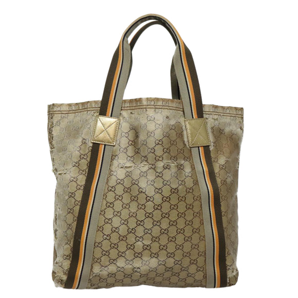 GUCCI GG Canvas Sherry Line Tragetasche Beschichtetes Canvas Gold Orange Auth 91624