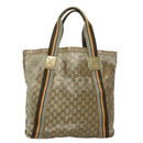 GUCCI GG Canvas Sherry Line Tote Bag Coated Canvas Gold Orange Auth 91624-3