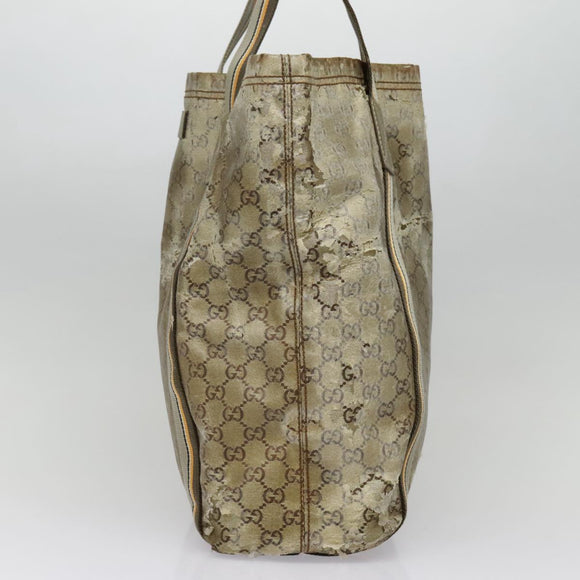 GUCCI GG Canvas Sherry Line Tote Bag Coated Canvas Gold Orange Auth 91624
