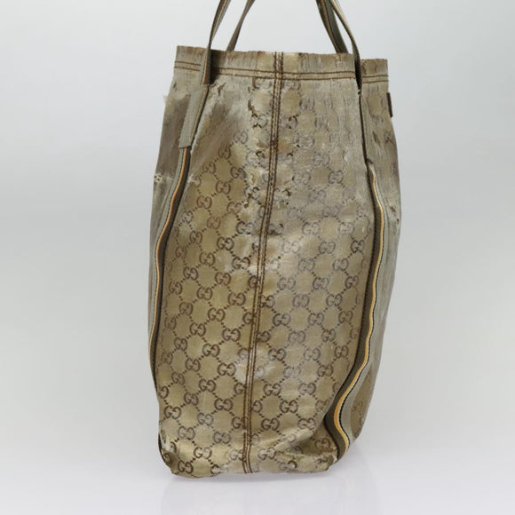 GUCCI GG Canvas Sherry Line Tote Bag Coated Canvas Gold Orange Auth 91624