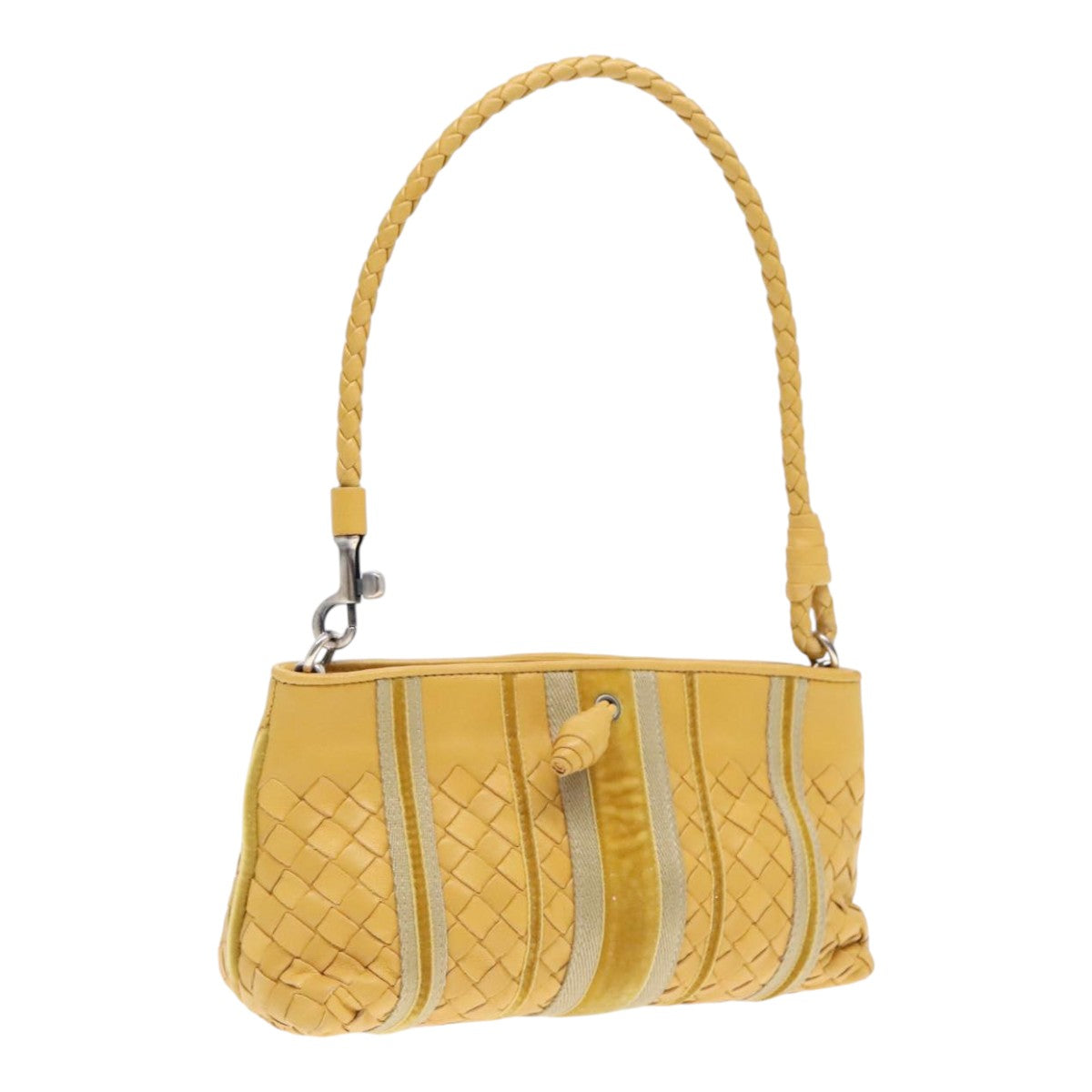 BOTTEGA VENETA INTRECCIATO Hand Bag Leather Yellow Silver 120773 Auth 91626