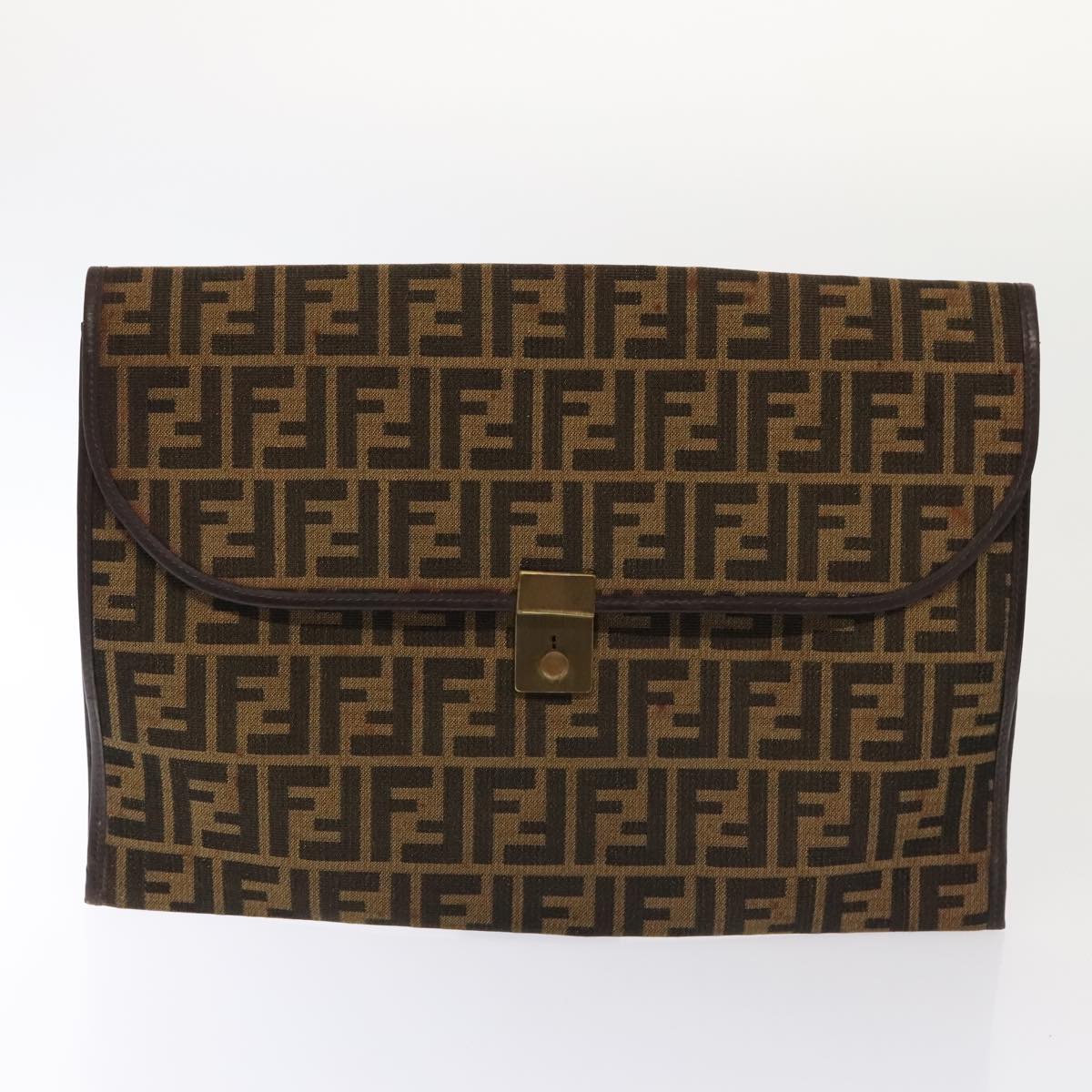 FENDI Zucca Canvas Trunk Brown Auth 91631