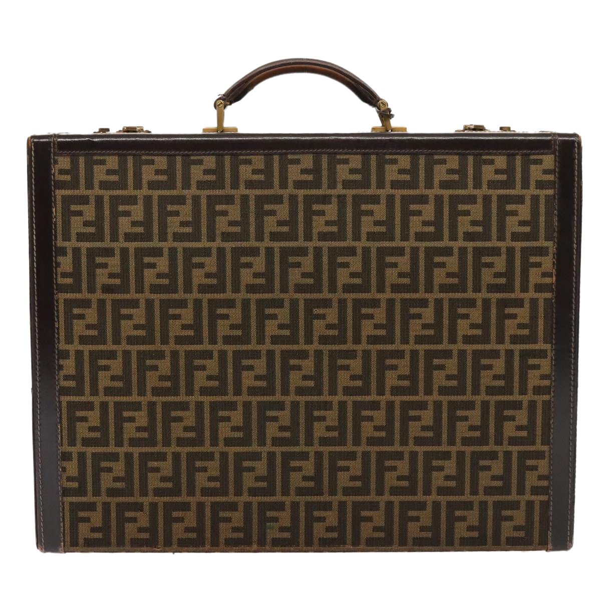 FENDI Zucca Canvas Trunk Brown Auth 91631