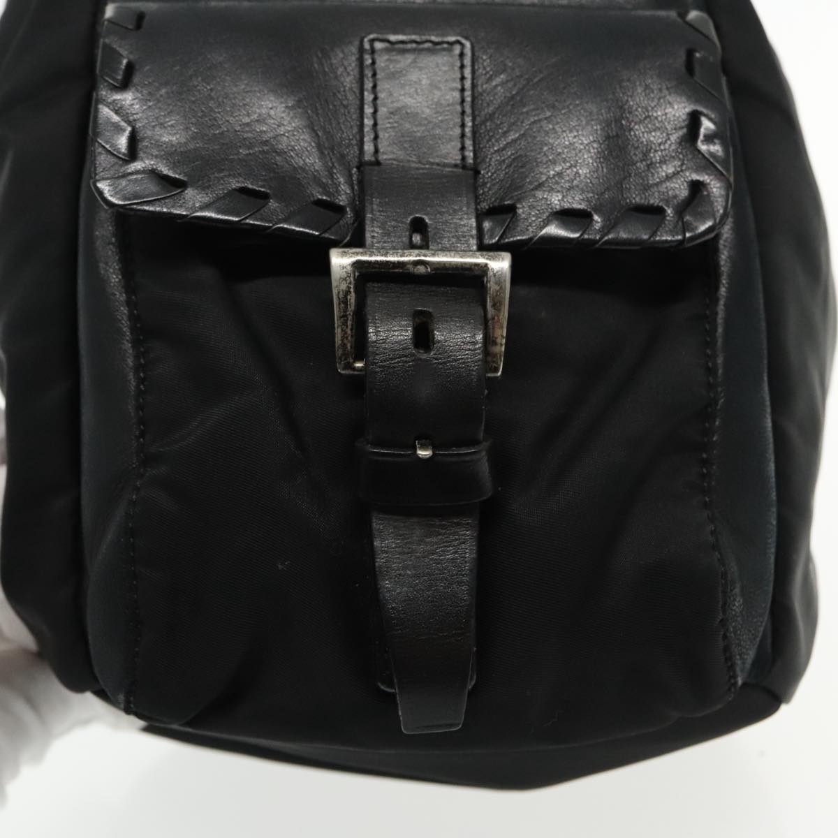 PRADA Shoulder Bag Leather Black Auth 91635