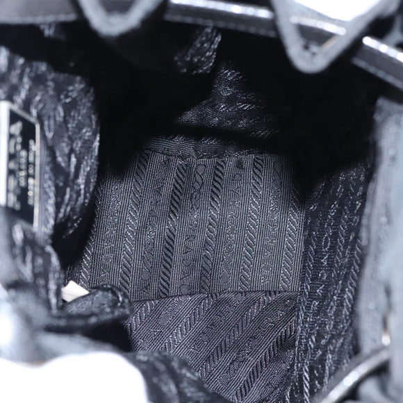 PRADA Shoulder Bag Leather Black Auth 91635V