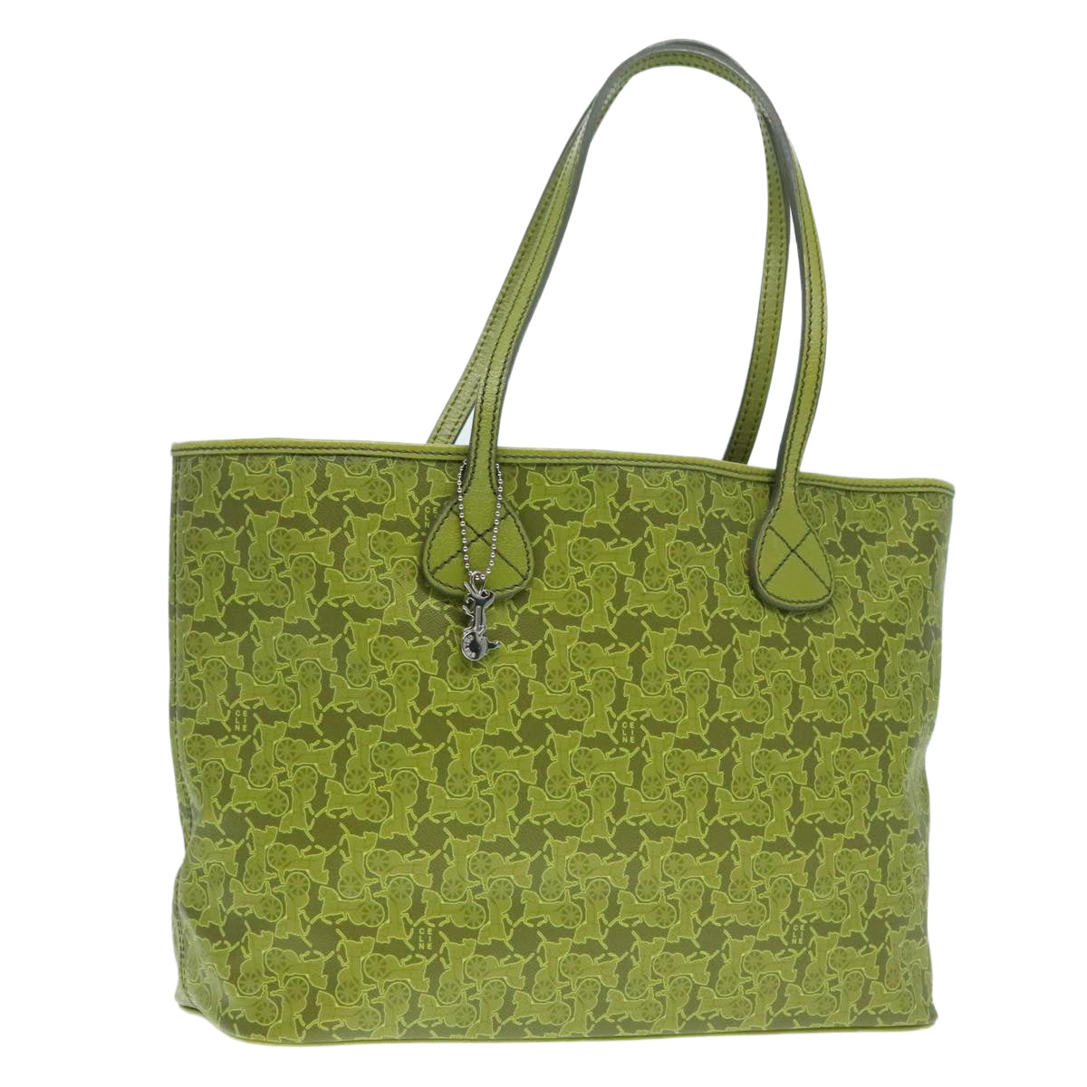 CELINE Sulky Tote Bag PVC Leather Green Silver Auth 91647