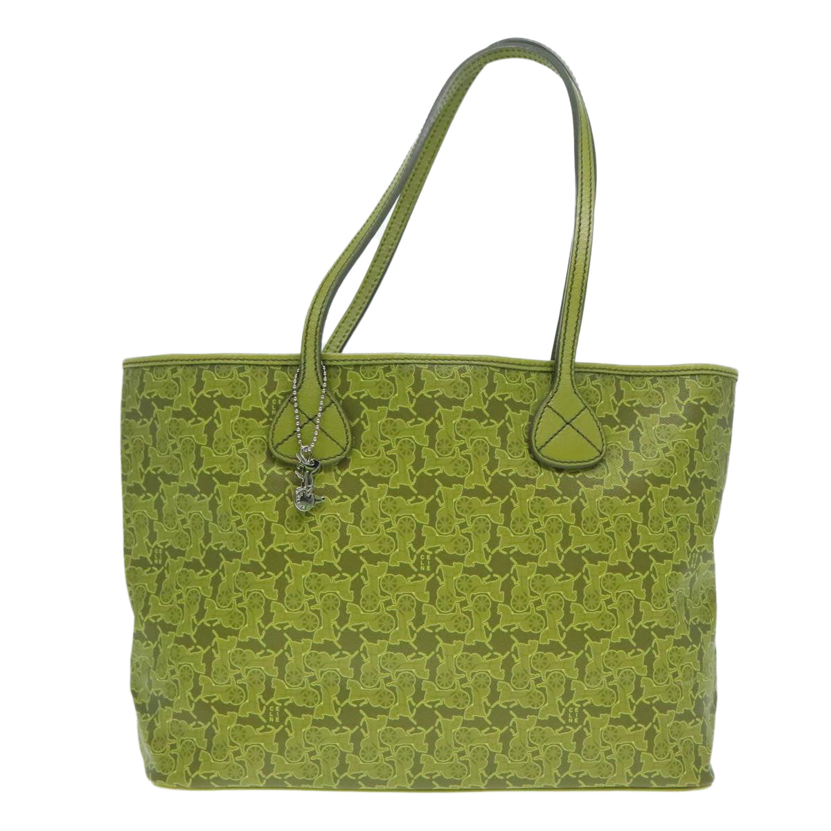 CELINE Sulky Tote Bag PVC Leather Green Silver Auth 91647 - 0