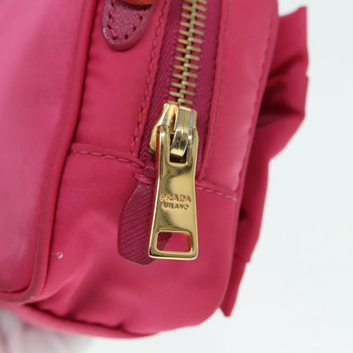 PRADA Shoulder Bag Nylon Pink Gold Auth 91657