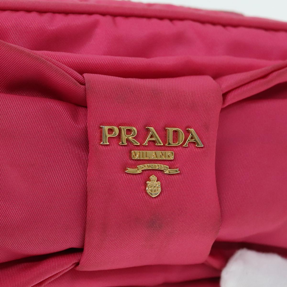 PRADA Shoulder Bag Nylon Pink Gold Auth 91657