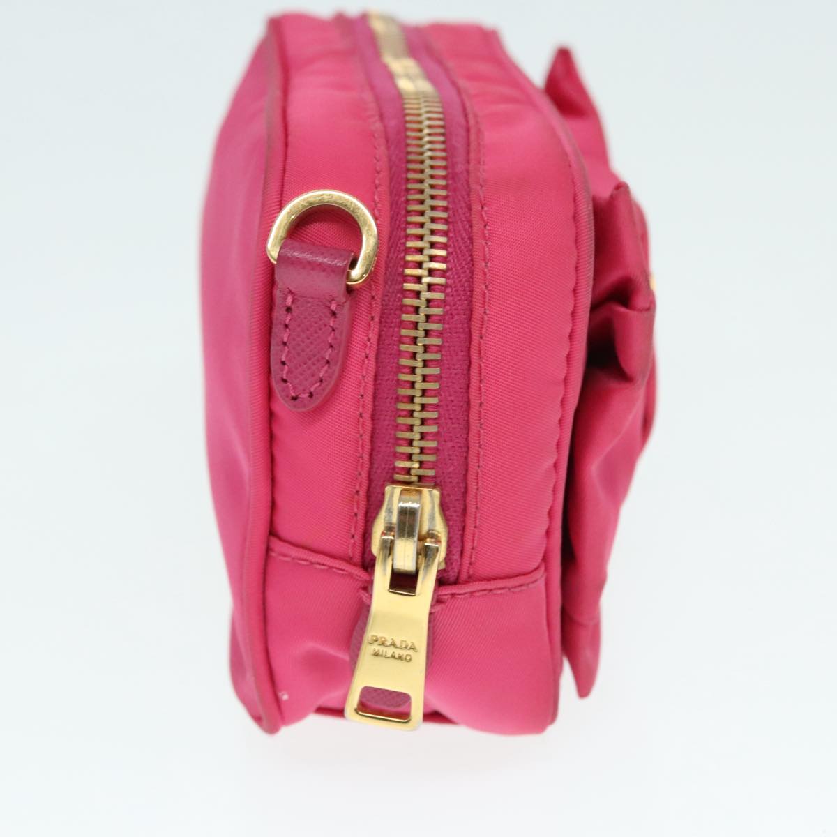 PRADA Shoulder Bag Nylon Pink Gold Auth 91657