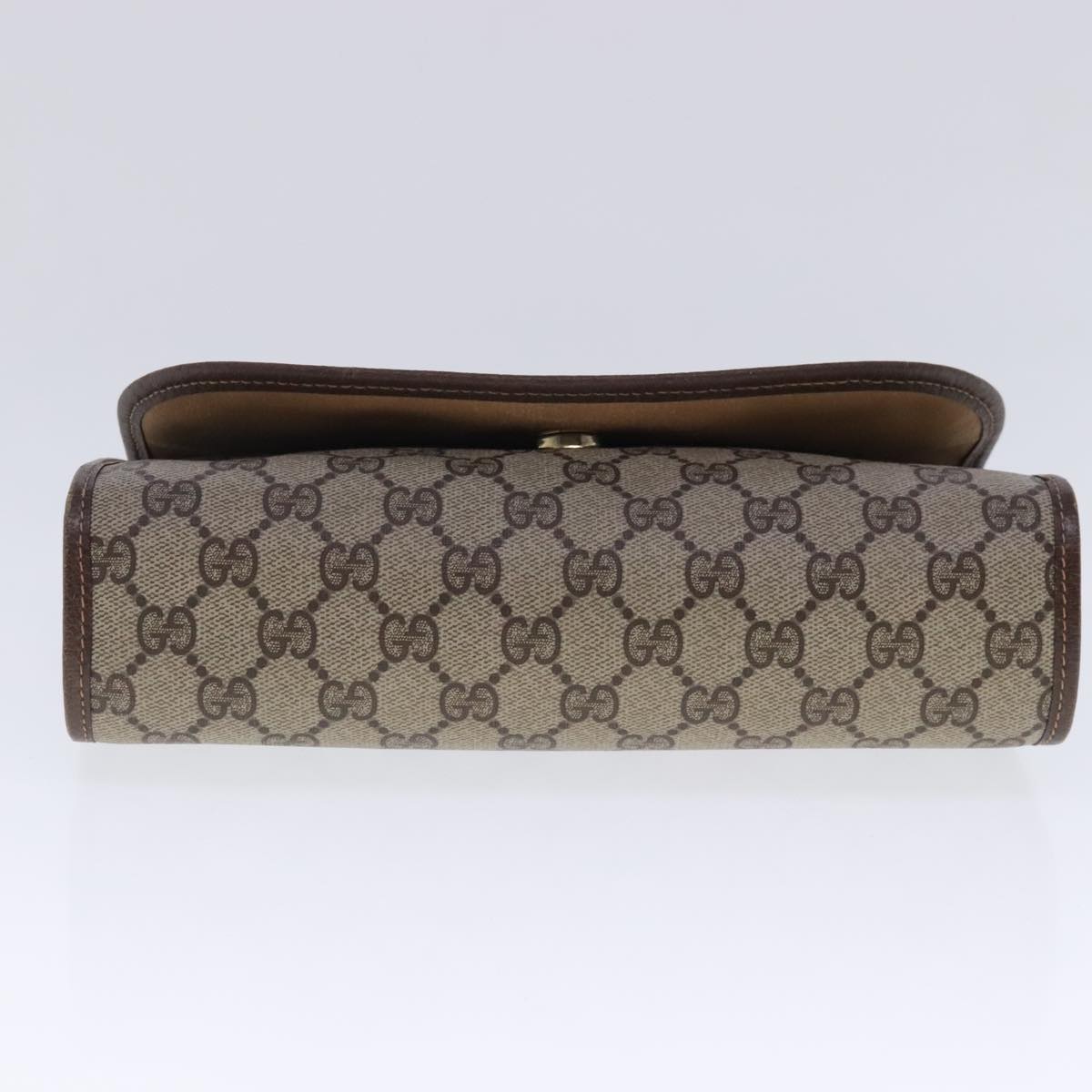 GUCCI GG Supreme Web Sherry Line Clutch Bag PVC Beige Red 156 01 030 Auth 91721