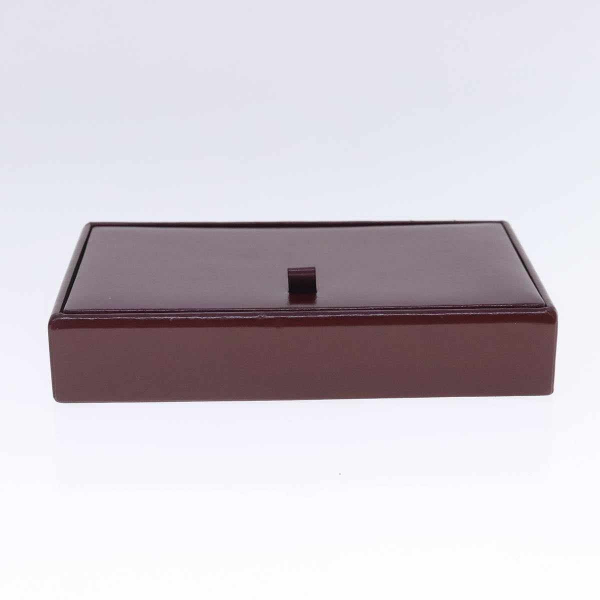 CARTIER Makeup Box Cosmetic Pouch Leather Bordeaux Gold Auth 91744