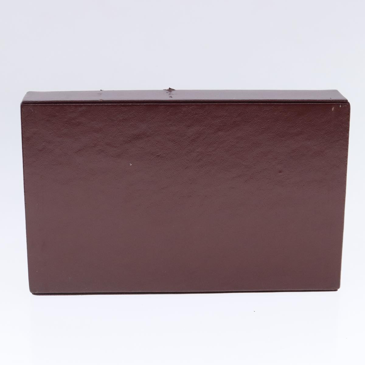 CARTIER Makeup Box Cosmetic Pouch Leather Bordeaux Gold Auth 91744