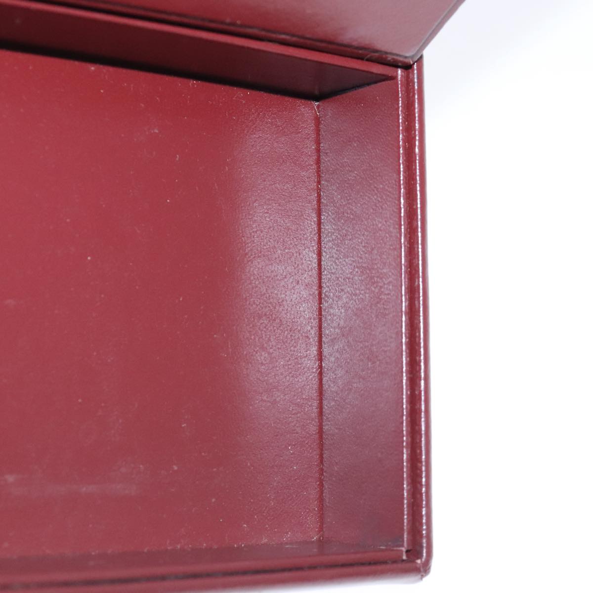 CARTIER Makeup Box Cosmetic Pouch Leather Bordeaux Gold Auth 91744