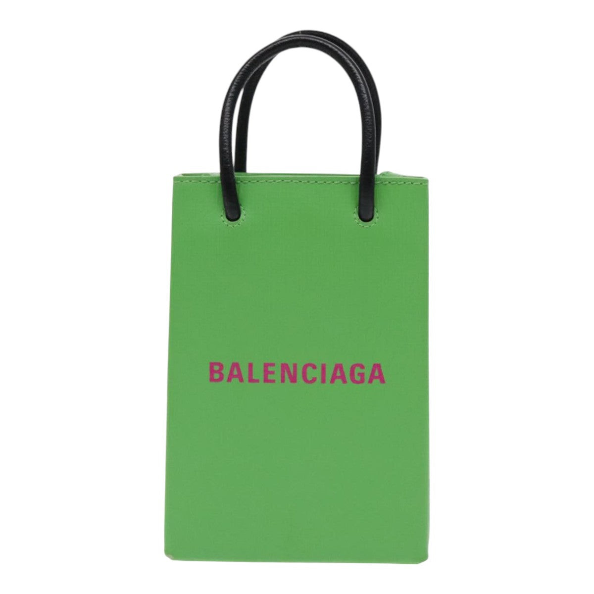 BALENCIAGA Phone Case Shoulder Bag Leather Green Silver 593826 Auth 91748A - 0