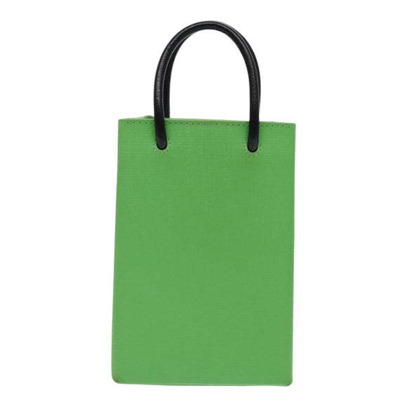 BALENCIAGA Phone Case Shoulder Bag Leather Green Silver 593826 Auth 91748AV