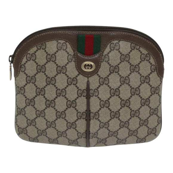 GUCCI GG Supreme Web Sherry Line Shoulder Bag PVC Beige 904 02 047 Auth 91756