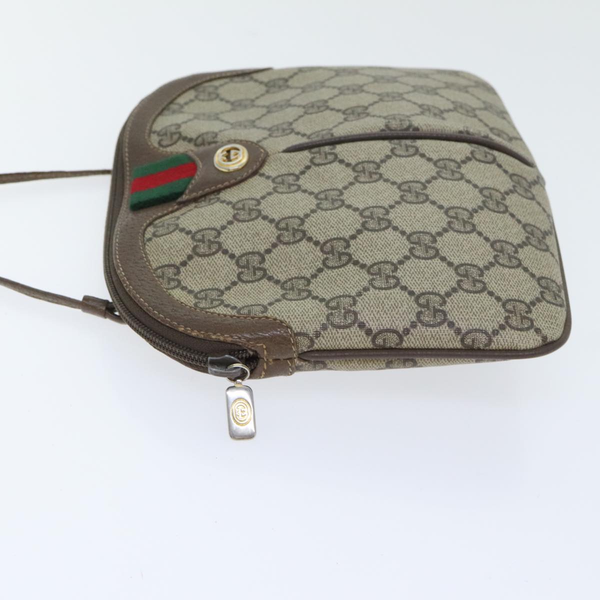 GUCCI GG Supreme Web Sherry Line Shoulder Bag PVC Beige 904 02 047 Auth 91756